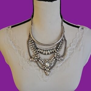 BAUBLEBAR Grendel Crystal Rhinestone Layered Festoon Festival Bib Necklace